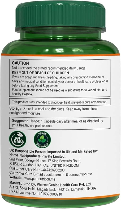 Pure Nutrition Neem Capsules 700mg. (Equivalent 2600mg Neem 120 Days