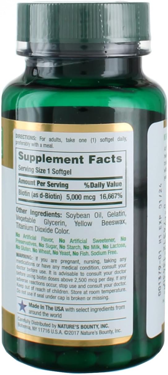 Nature's Bounty Super Potency Biotin 5000mcg 72 softgels 2)