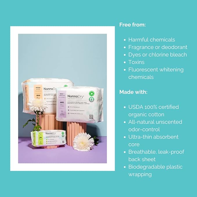 Natural Incontinence Pads (20 Count 4) - 12" Long