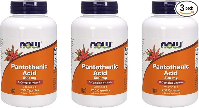 Now Foods Pantothenic Acid 500 mg, 250 Capsule (3 Pack)