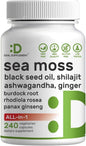 DEAL SUPPLEMENT Irish Sea Moss 7000mg 240 Veggie 14 Superfood 3000mg Black 2000mg Ashwagandha, 600mg Ginger