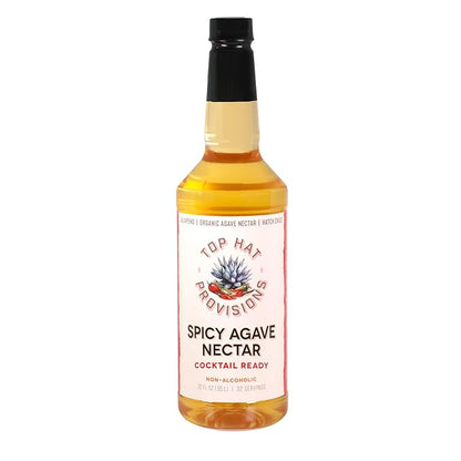 Top Hat Spicy Agave Nectar - Made with 100% Organic Agave Nectar, Hatch Chile & Jalapeño - Lower Calorie Hot Agave Syrup Sweetener for Margaritas, Cocktails, Mocktails, Lemonades, Soda, Coffee, Tea & Desserts - 32oz Bottle