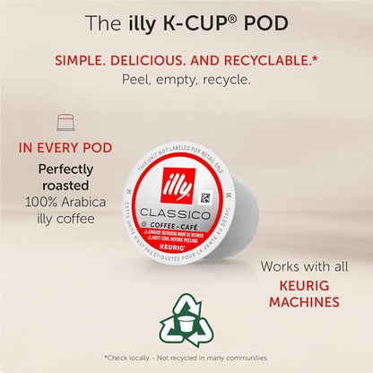 Illy Coffee K Cups - Coffee Pods For Keurig Coffee Maker – Brasile Bold Roast – Notes of Caramel – Intense & Full-Flavored Flavor Pods of Coffee - No Preservatives – 10 Count, 6 Pack