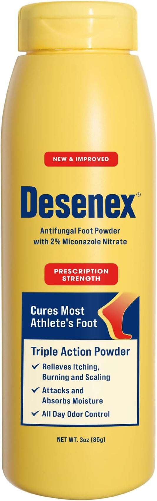 Desenex Anti-Fungal Foot Powder, Cures Most 2% Miconazole 3oz Bottle