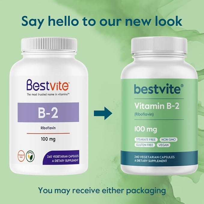 BESTVITE Vitamin B-2 100mg (240 Vegetarian Capsules)