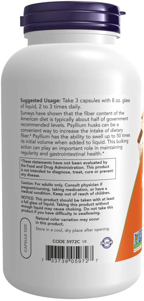 Now Foods Psyllium Husk 500mg, 500 (2 Pack)