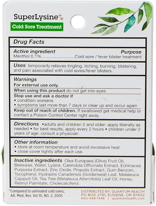 Quantum SuperLysine+ Cold Sore Treatment Ointment|Relieves Half|0.25 Ounce 4