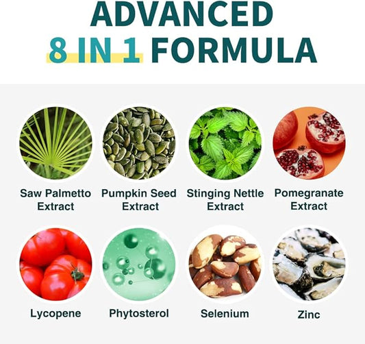 Lovita Prostate Health, 8 in 1 Exclusive Prostate Supplements for Men with Saw Palmetto 500mg, Stinging Nettle, Lycopene for Normal Urination Frequency, 180 Veggie Capsules (Pack of 3)