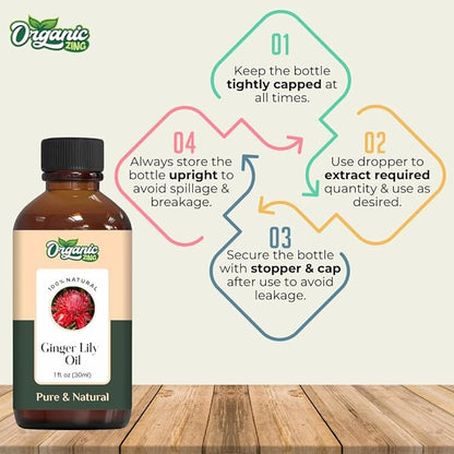 Ginger Lily (Hedychium coronarium) Oil | Pure & Natural Essential Oil for Skincare, Hair Care, Aroma and Diffusers- 30ml/1.01fl oz