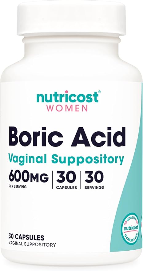Nutricost Boric Acid 600mg, 30 Capsules - Vaginal Suppository - Non-GMO - for Women