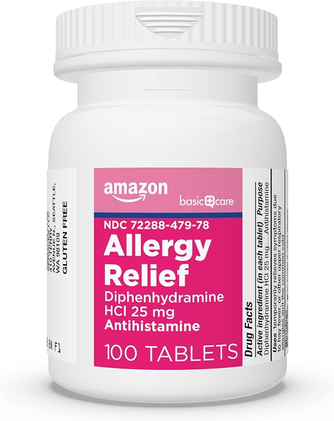 Amazon Basic Care Allergy Relief Diphenhydramine 25 mg, 100 Count