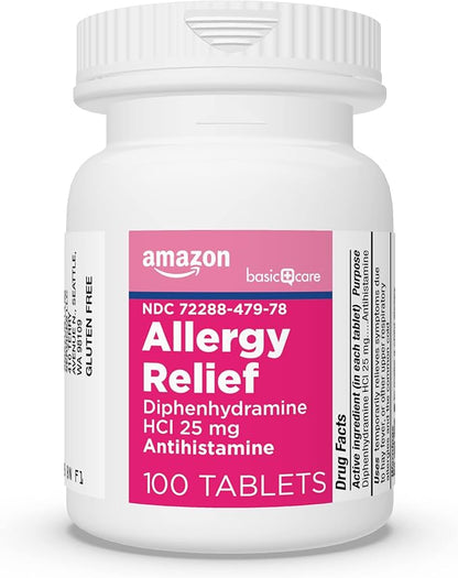 Amazon Basic Care Allergy Relief Diphenhydramine 25 mg, 100 Count
