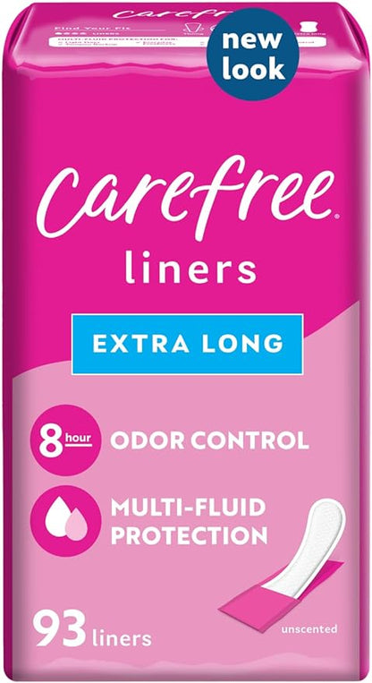 Carefree Panty Liners, Extra Long Liners, 100ct (Packaging 93ct (Packaging