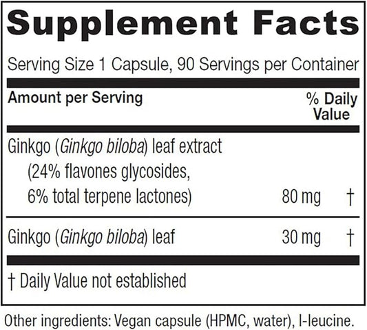 Vitanica Ginkgo - Brain Health Supplement 90 Capsules