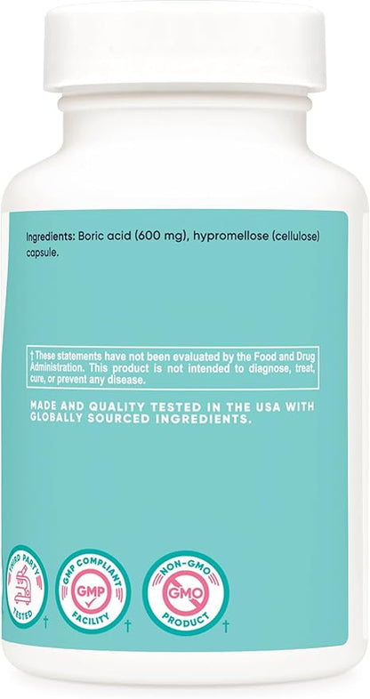 Nutricost Boric Acid 600mg, 30 Capsules - Vaginal Suppository - Non-GMO - for Women