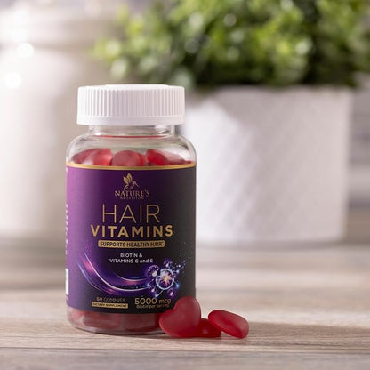 Hair Growth Supplement Gummy for Stronger, 5000 mcg 60 Gummies