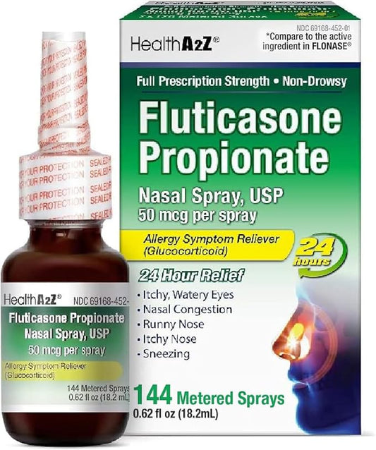 HealthA2Z® Fluticasone Propionate Nasal Spray 50 mcg 24 Hour 144 Sprays 0.62 fl (18.2mL) |