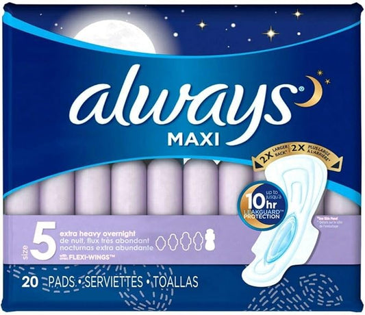 Always Extra Heavy Overnight Maxi Pads 20 Count