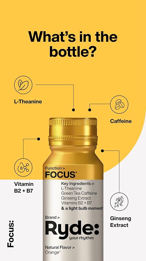 Ryde: Focus Shot 0 Calories, 0 Sugar 2 FL (24 Pack)
