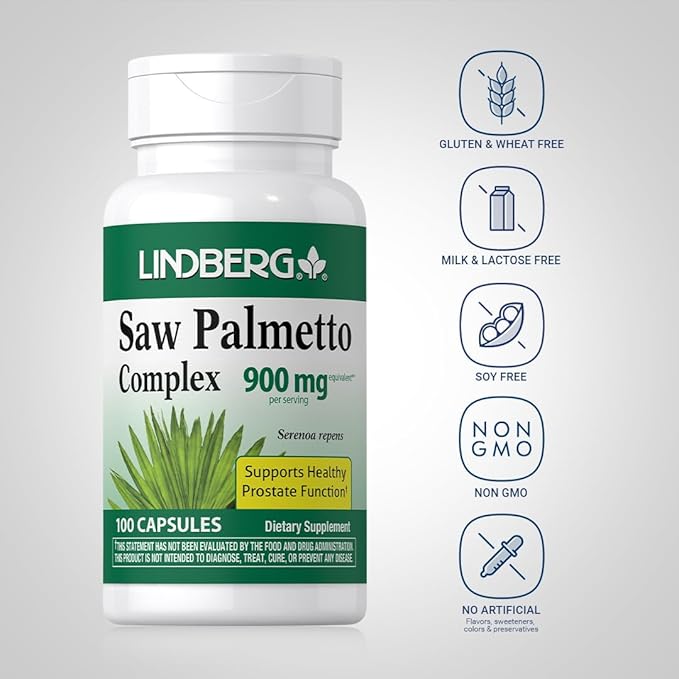 Lindberg Saw Palmetto Extract 900mg | 100 Capsules | for Men and Women | Non-GMO, Gluten Free Supplement