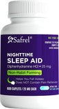 Safrel Nighttime Sleep Aid, Diphenhydramine HCl 25mg (600 Count 1), 600, 600, Count)