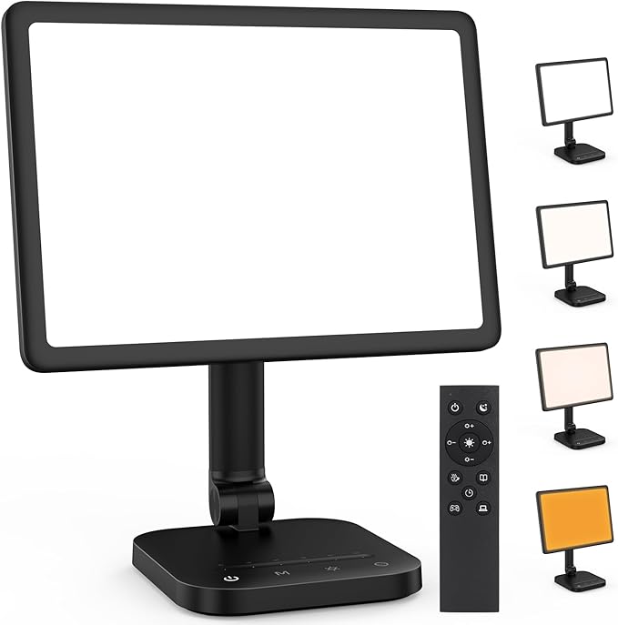 Light Therapy Lamp，UV-Free 12000 Lux Sun 5 Brightness 1800-6500K Color 1H Timer