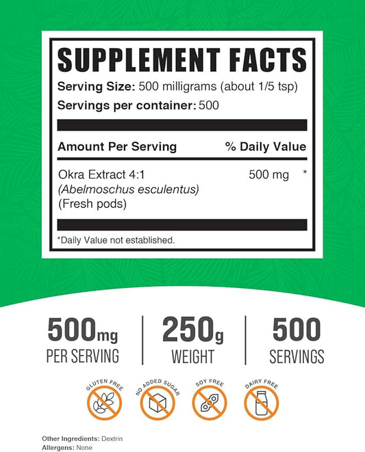 BulkSupplements.com Okra Extract Powder - Digestion Supplement - Bowel Movement Supplements (250 Grams - 8.8 oz)