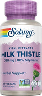 SOLARAY Milk Thistle Seed Extract 350 80% Silymarin, 60 Day 30 Servings, 30 VegCaps