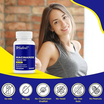 Safrel Niacinamide 500mg (Vitamin B3) 120 Capsules