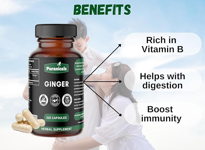 Ginger Premium 320 Capsules Non GMO 700 mg 100% Pure