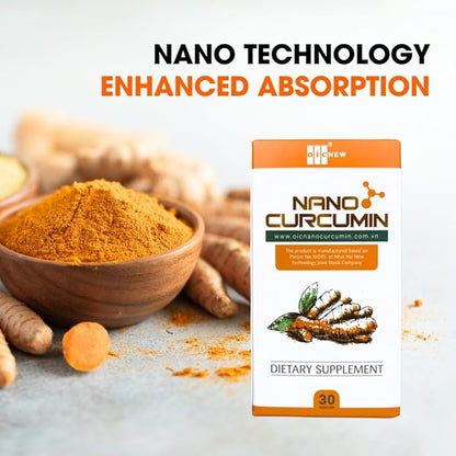 Nano Curcumin - 30 Capsules - Nano Technology Increases Absorption Up to 99.9%, Promotes Digestive System, Relieves Gastric and Beautifies The Skin