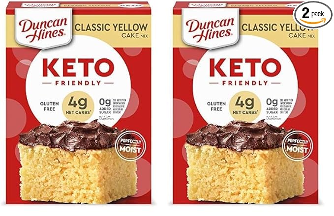 Duncan Hines Keto Friendly Classic Yellow Cake Mix, Gluten Free, Zero Sugar Added, 10.6 oz .. (Pack of 2)