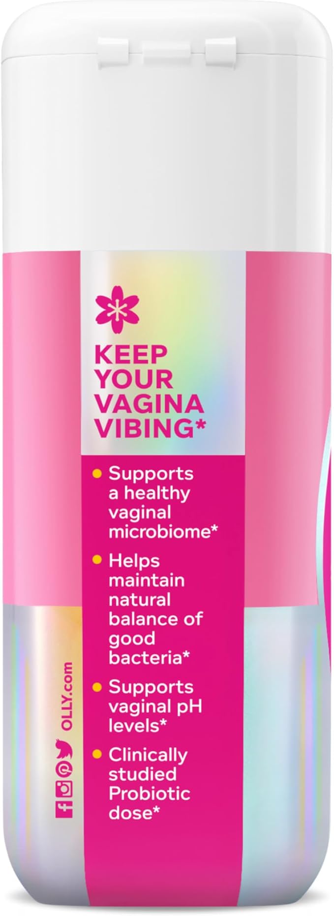 OLLY Happy Hoo-Ha Capsules, Probiotic for Women, Vaginal Health and pH Balance, 10 Billion CFU, Gluten Free - 25 Count