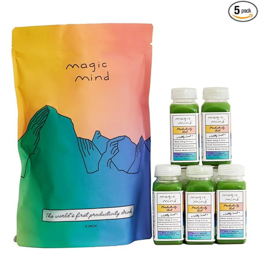 Magic Mind Focus Energy Drink Shots B12, Vitamin 2 FL (5 Pack)