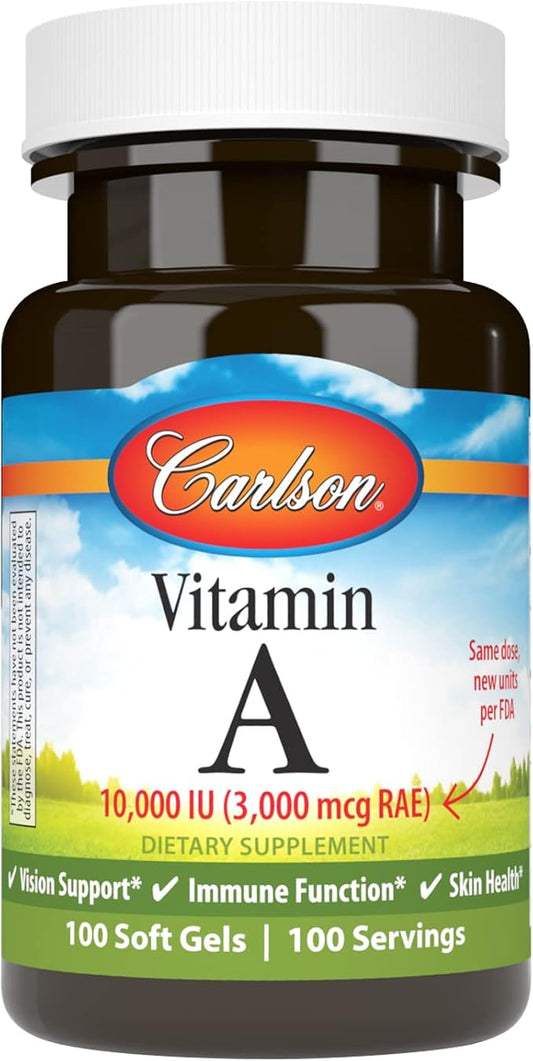 Carlson - Vitamin A, 10000 IU (3000 mcg 100 Softgels
