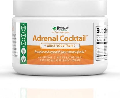 Jigsaw Health Adrenal Cocktail + Wholefood Vitamin C | with Potassium Bicarbonate, Sea Salt, and Acerola Cherry Extract | 60 Servings (Jar)