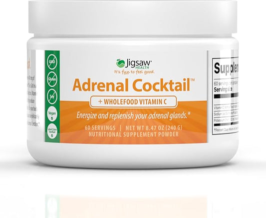 Jigsaw Health Adrenal Cocktail + Wholefood Vitamin C | with Potassium Bicarbonate, Sea Salt, and Acerola Cherry Extract | 60 Servings (Jar)