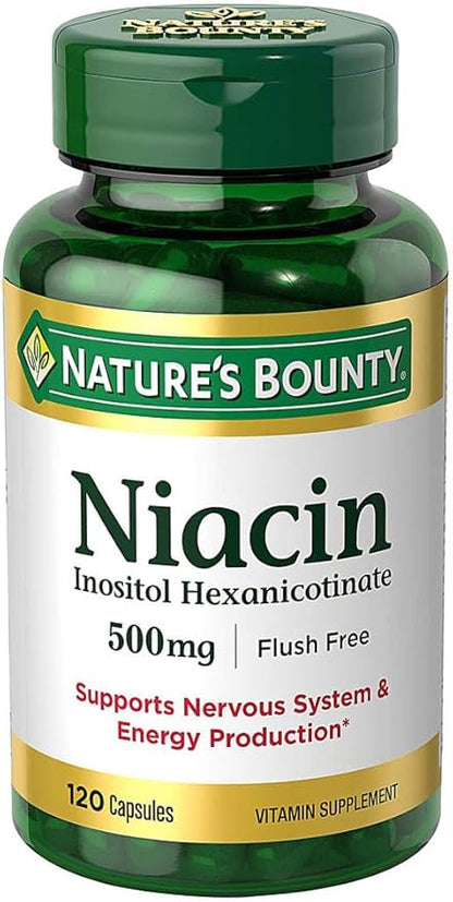 Set of 3 Nature's Bounty Niacin Flush Free 500 mg, 120 Capsules by Maven Gifts