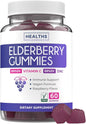 Elderberry Gummies for Adults with Vitamin C & Zinc (1 Months Supply) 60 Delicious Raspberry Flavor Gummy - Immune Support Supplement for Adults - Vegetarian Sambucus Elderberry Gummies (No Pills)