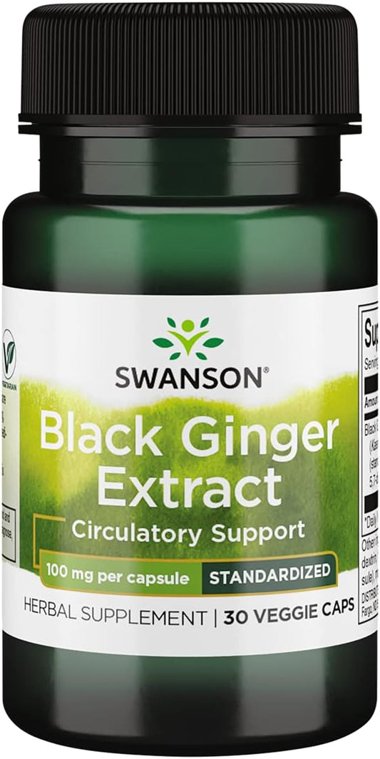 Swanson Black Ginger Extract (30 Veggie 100mg Each) 1 Pack