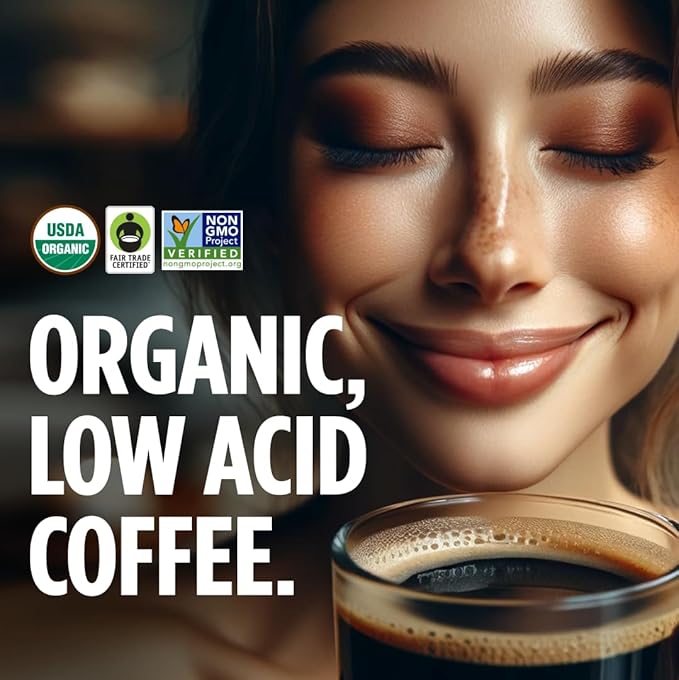 VitaCup Perfect Low Acid Coffee Pods, USDA Organic & Fair Trade, Mycotoxin Free, Dark Roast Guatemala Single Origin, Clean & Pure Recyclable Single Serve Pod compatible w/Keurig K-Cup Brewers,64 CT