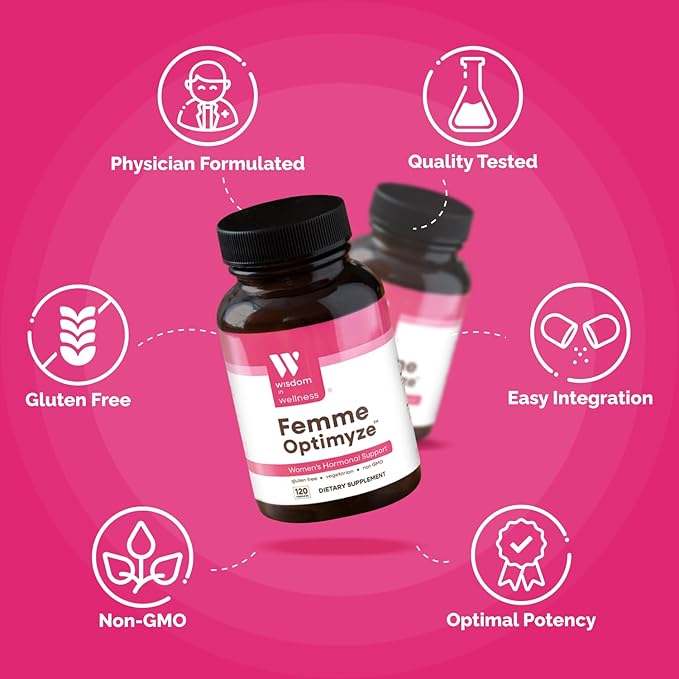 Femme Optimyze - 120 Women's Hormone Balance Capsules - Hormone Balance For Women - Hormone Balancing Supplement For Women - Female Hormones Support Supplement - Hormonal Regulation