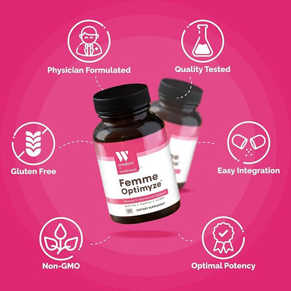 Femme Optimyze - 120 Women's Hormone Balance Capsules - Hormone Balance For Women - Hormone Balancing Supplement For Women - Female Hormones Support Supplement - Hormonal Regulation