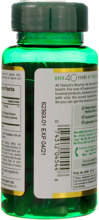 Nature's Bounty Ginkgo Biloba 120 mg 100 Capsules, 2