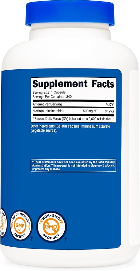 Nutricost Niacinamide (Vitamin B3) 500mg, 240 Capsules (2 Bottles)