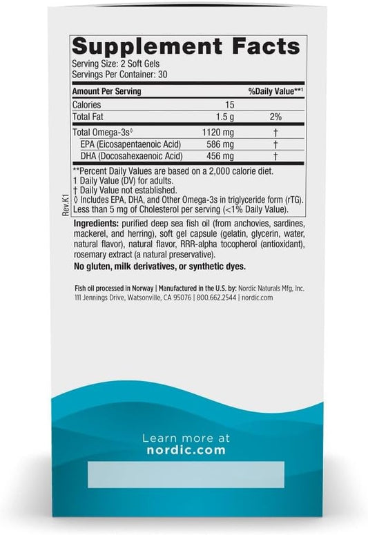 Nordic Naturals Ultimate Omega 2X Mini, Strawberry Flavor - 60 Mini Soft Gels - 1120 mg Omega-3 - High-Potency Omega-3 Fish Oil Supplement - EPA & DHA - Promotes Brain & Heart Health - 30 Servings