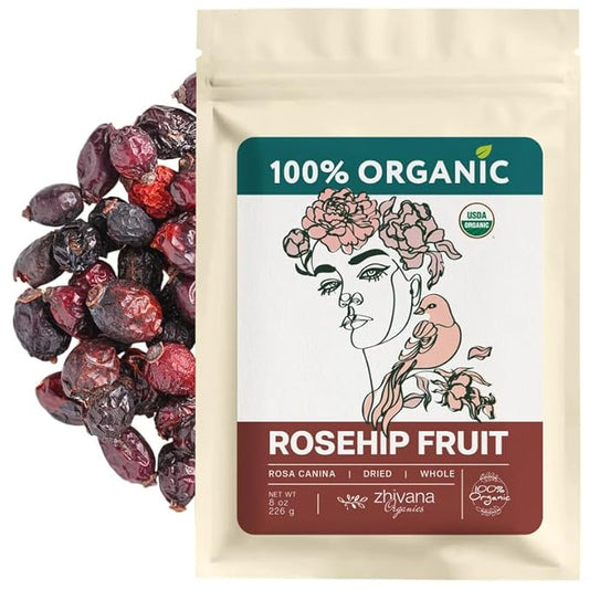 Rose Hips Dried Organic (8 oz.) – Bulk Rosehips Whole for Culinary Use & Beer Brewing - Rosehip Tea for Immune System, Digestion, Heart – Amazing Source of Vitamin C