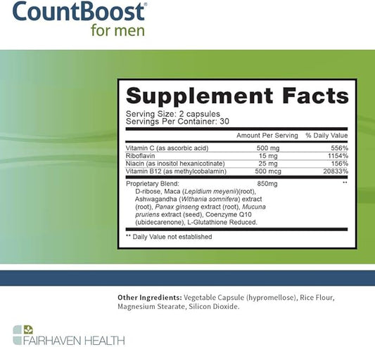 Fairhaven Health CountBoost for Men Optimal CoQ10-60 Capsules