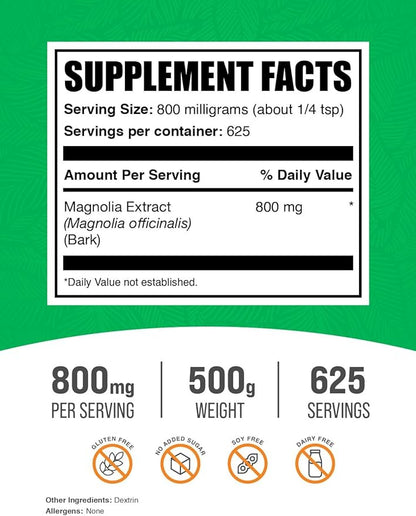 BulkSupplements.com Magnolia Bark Extract Powder 800mg per 500g (1.1 (1.1 lbs) 1)
