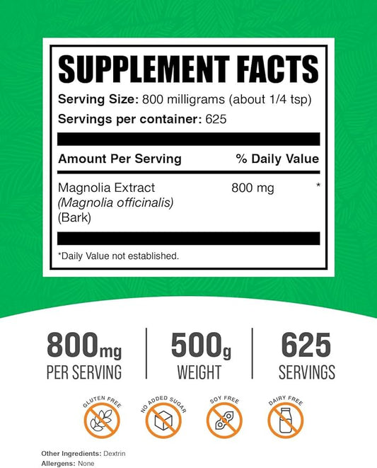 BulkSupplements.com Magnolia Bark Extract Powder 800mg per 500g (1.1 (1.1 lbs) 1)